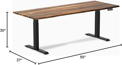 Desky Dual Hardwood Sit Stand Desk - 80x30 Electric Standing Desk - Dual Motor, 3 Stage Adjustable Height Desk - Solid Wood Standing Desk - Whole-Piece Top in Pheasantwood Wood
