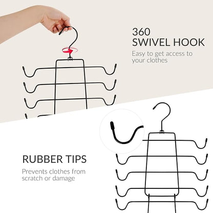 ZEDODIER 6 Pack Tank Top Hanger Space Saving, Bra Hangers for Closet Organizer, Hanging Bra Organizer Tank Tops Holder with 48 Hooks, Metal Closet Organizers and Storage Small Space Solutions, Black