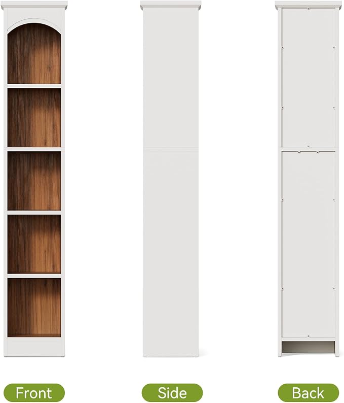 LITTLE TREE 70.9" Tall Bookshelf, 5-Tier Open Bookcase with Cubes, Bookshelves with Storage Space, Freestanding Narrow Bookcase for Home Office, White, 2 Pack