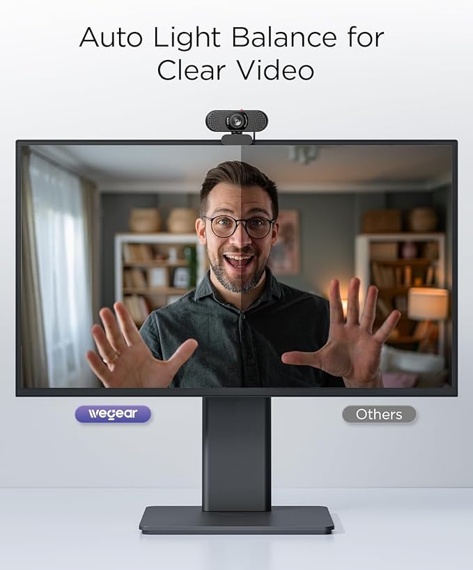 wegear Full HD 1080p Webcam for PC, Laptop & Desktop, Built-in Dual Microphones, Privacy Cover, 85°FOV, Fixed Focus, Plug & Play USB-A Computer Camera for Zoom, Teams, FaceTime, Google Meet, Streaming