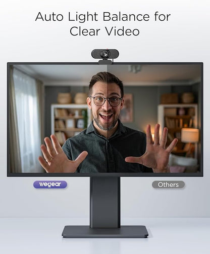 wegear Full HD 1080p Webcam for PC, Laptop & Desktop, Built-in Dual Microphones, Privacy Cover, 85°FOV, Fixed Focus, Plug & Play USB-A Computer Camera for Zoom, Teams, FaceTime, Google Meet, Streaming