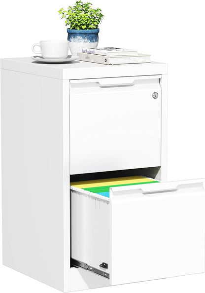 Bestoo File Cabinet, 2 Drawer Filing Cabinet with Lock, Vertical Filing Storage Cabinet for Home Office, Metal File Cabinets, Office Storage Cabinet for Letter, Legal, A4, File Folders