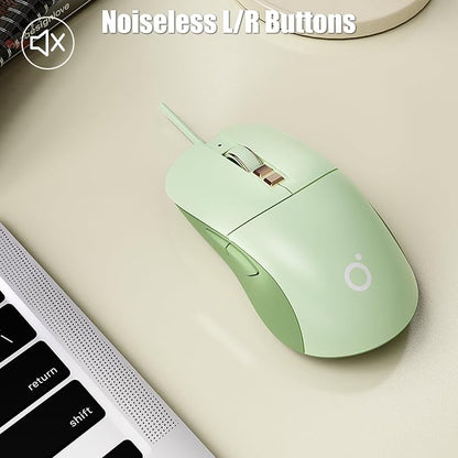 Wireless Gaming Mouse Tri-Mode 2.4GHz/Bluetooth 5.0/Wired USB-C 5-Level DPI Rechargeable Ergonomic Silent Optical Mice for iMac/MacBook/Computer/Laptop, Matcha Green