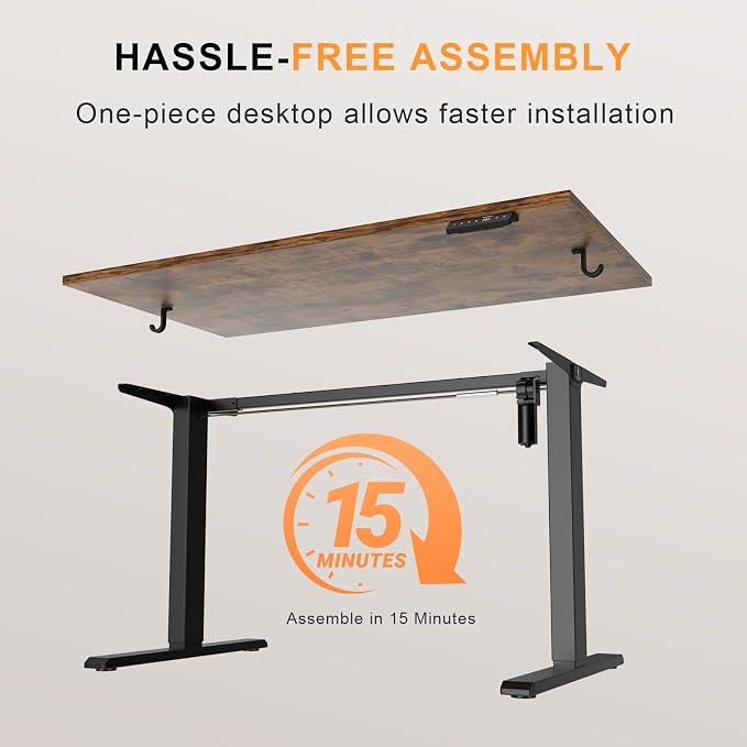 WALKINGDESK 40x24 Inches Whole Piece Electric Standing Desk, Seamless One Piece Height Adjustable Sit to Stand up Desk for Home Office, Ergonomic Computer Workstation, Rustic Brown