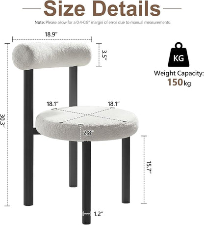 Cute Small Armless Desk Chair, Ergonomic Comfy Vanity Chairs Lumbar Support with Back for Makeup, Teddy Fabric Computer Desk Chair for Home, Bedroom, Vanity, Teens, Adults
