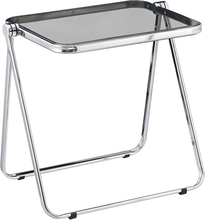 KAIHAOWIN Folding TV Tray Table Acrylic Foldable Table No Assembly Required Tiny Desk for Home Office Side Table Small Computer Desk for Small Spaces (Grey)