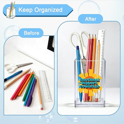 Emotional Support Coworker Acrylic Organizer Pencil Pen Holder, Warm Sun Office Desk Organizer, Work Anniversary Team Building Appreciation Gifts for Employee Colleague Boss Coworker
