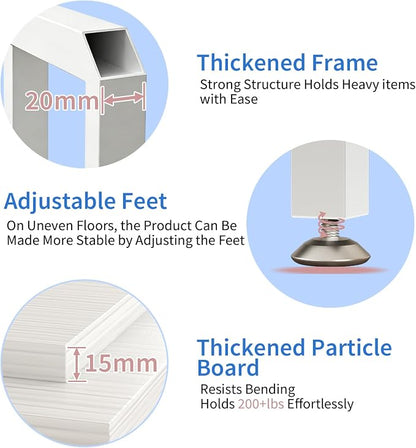 METYERRY Under Desk Printer Stand with Power Outlet,2 Tier Large Printer Table with Adjustable Shelf,Rolling Printer Cart with Industrial Wheels for Home Office,20"×20" White