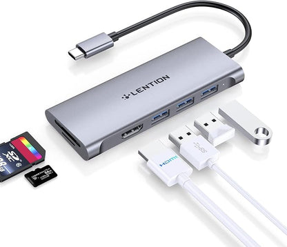 LENTION USB C Hub with 4K HDMI, 3 USB 3.0, SD/Micro SD 3.0 Card Reader, Compatible MacBook Pro/Air, Mac Air/Surface, Chromebook, iPhone15 or More, Stable Driver Adapter (Space Gray)