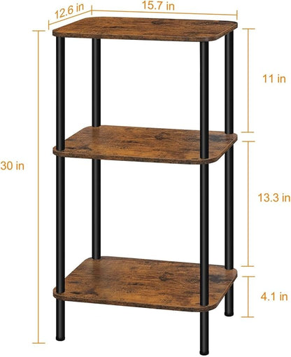 BTY 3 Tier Tall End Table Telephone Table Tall Side Table, 30" H Small End Table with Storage Shelves, Tall Nightstand for Living Room, Bedroom, Home Office,3 Tier Slim Table, Tall Side Table