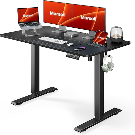 Marsail Standing Home Office Desks,Adjustable Heights Stand Up Desks,48x24 Inches Desktop Sit Stand Gaming Computer Desks for Study,Working,Writing,With 4 Memory Presets,Headphone Hook,Cable Organizer
