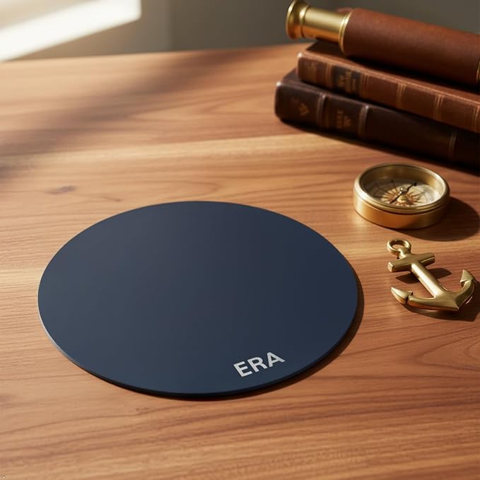 Northwind Personalized Leather Round Mouse Pad – Made in USA - Minimalist Custom Monogrammed Full Grain Leather Desk Pad | Premium Office Accessory Gift for Men, Women and Gamers, 8.5" Diameter