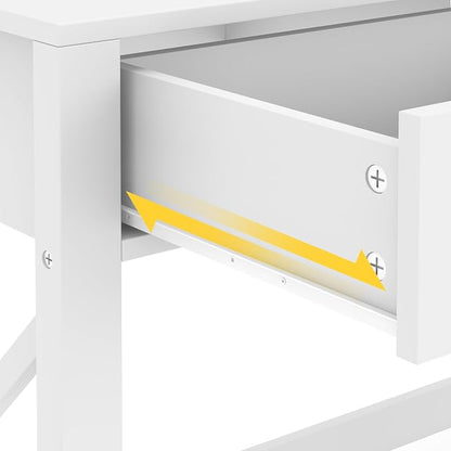 WiberWi Home Office Desk with Drawers, Modern Writing Computer Desk for Bedroom, Small Makeup Vanity Table Study Table for Home Office,White