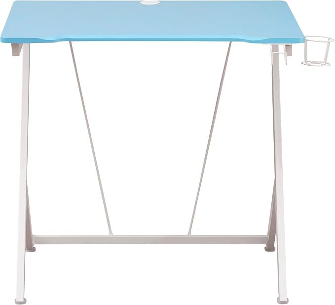 32" W Small Gaming Desk with Cup and Headphone or Backpack Holder, Kids Desk for Bedroom and Cable Management, Blue