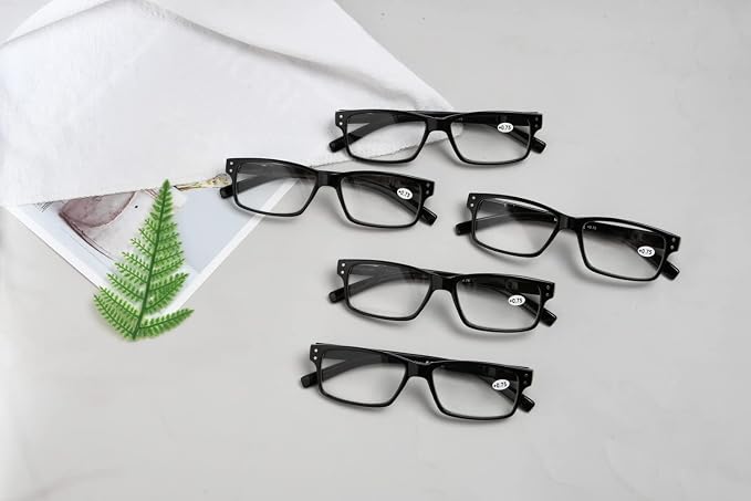 Eyekepper Vintage Reading Glasses for Men - 5 Pack Spring Hinges Classic Readers - Black Frame +0.50
