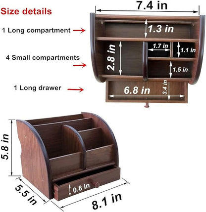 Desk organizer wood remote control holder with long drawer Office stationery storage and sorting organizer household small sundries storage box HeBen1025