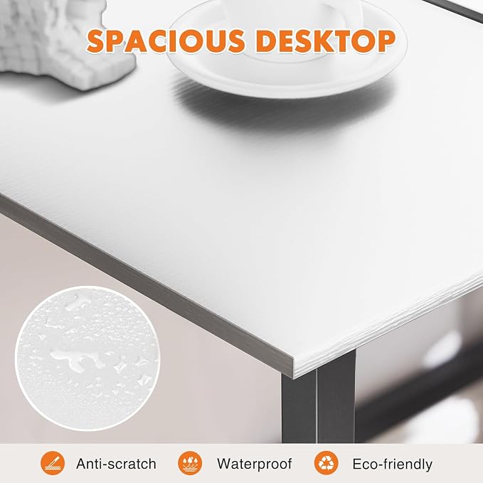 Sweetcrispy 32 Inch Small Computer Desk, Home Office Desk, Small Study Workstation for Bedroom, Study Table with X-Shaped, Modern Simple Gaming Table, Modern White