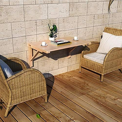 MM MELISEN Fold-Away Wall Table - Natural 31.4x23.6 Inch Wood Table that maximizes Space. Creates Instant Counter Space in Laundry, Kitchen, or Workshop. Ideal for Apartments and dorms