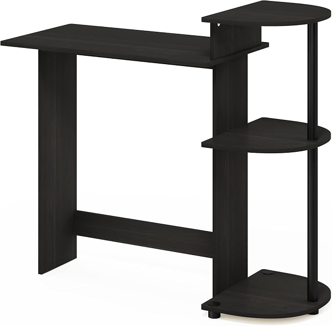 Furinno Compact 29-Inch Rustic Brown Computer Desk, Gaming Desk with Shelves, Office Desk with Book Shelf, for Home Office, Study Room, Dorm, Bedroom, Dark Espresso