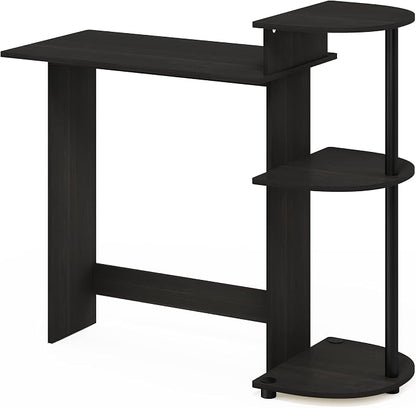 Furinno Compact 29-Inch Rustic Brown Computer Desk, Gaming Desk with Shelves, Office Desk with Book Shelf, for Home Office, Study Room, Dorm, Bedroom, Dark Espresso