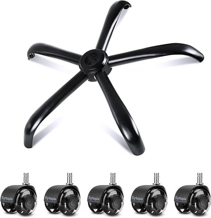 MASTERY MART 28"(70 cm) Metal Heavy Duty Office Chair Base Replacement with 5 Wheels, 2500 Lbs, Desk Chair Gaming Base Replacement Parts, Matte Black