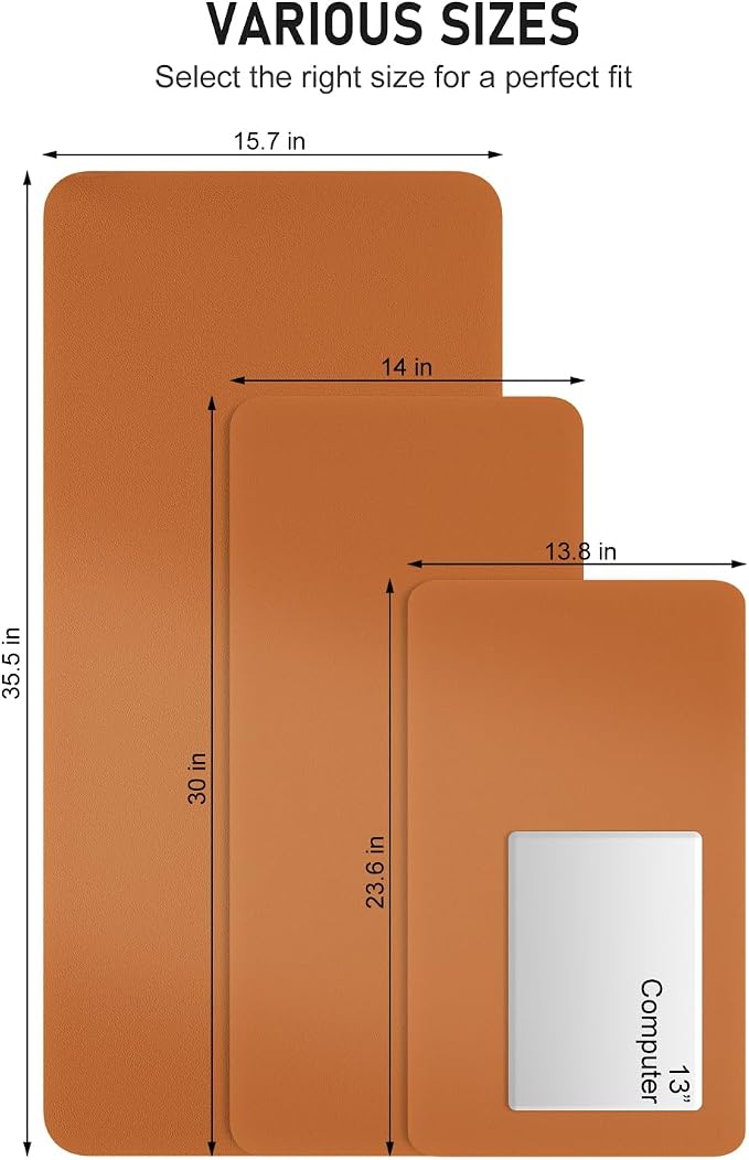 Desk Pad, 30" x 14" PU Leather Non-Slip Desk Mat Large Mouse Pad for Desktop, Waterproof Laptop Computer Writing Mat for Office, Home, Work, Gaming, Earthy Yellow