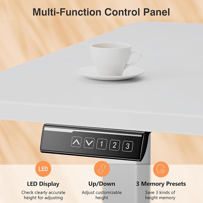 Sweetcrispy Electric Standing Desk Height Adjustable, 40 Inch Sit Stand Up Desk, Home Office Rising Gaming Table Computer Workstation with Memory Preset Splice Board,White