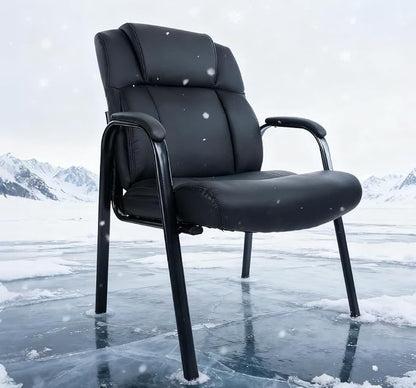 CLATINA Big Tall 500 LBS Wide Guest Chair Heavy Duty, Leather Side Reception Chairs with Padded Armrest No Wheels, Executive Office Desk Chair for Meeting Conference Waiting Room Home, Black 6 Pack