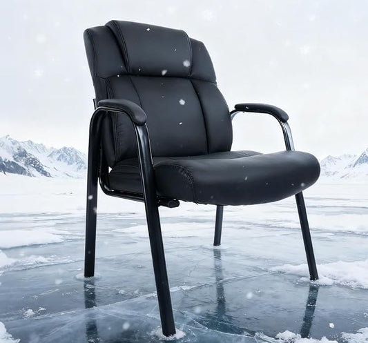 CLATINA Big Tall 500 LBS Wide Guest Chair Heavy Duty, Leather Side Reception Chairs with Padded Armrest No Wheels, Executive Office Desk Chair for Meeting Conference Waiting Room Home, Black 6 Pack