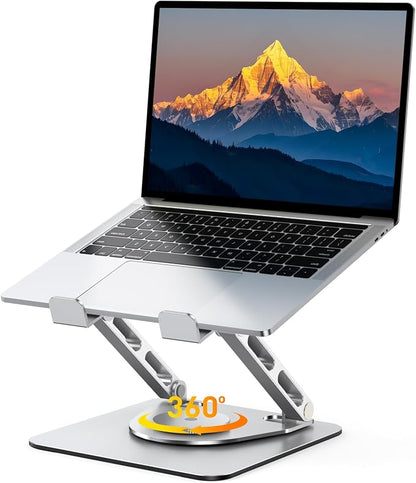 RIWUCT 360° Rotatable Laptop Stand for Desk Adjustable Height, Ergonomic Laptop Riser Holder with Dual-bar Support, Portable Computer Notebook Stand for MacBook Air Pro, Dell XPS, HP (10-16")