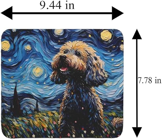 Starry Night Dog Mouse Pad for Home Office Gaming Working Desk Computer Desktop Accessories Non-Slip Rubber Mouse Pad for Dog Lovers (Poodle)