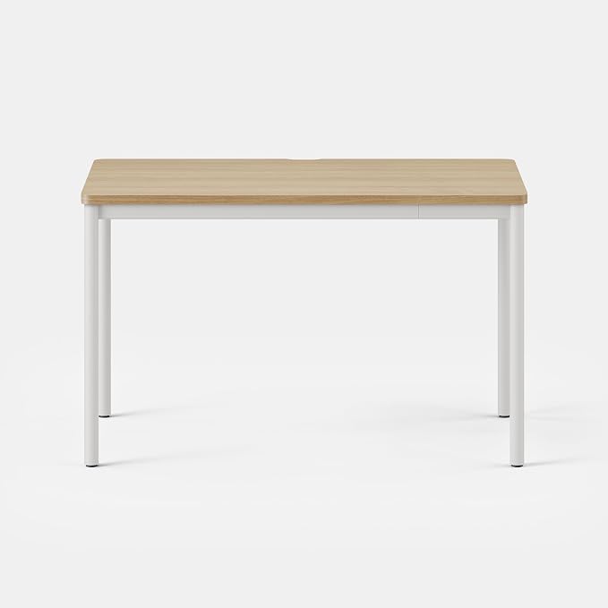 Branch Daily Desk - Functional at Home Office Desk with Effortless Assembly, Timeless Design, Rounded Corners, and Built-in Cable Notch - 48” W x 28.5” H x 24” D - Woodgrain Work Table