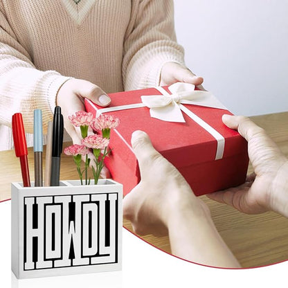 Western Office Decor Retro Howdy Western Gifts for Women Men western Wooden Pencil Holder Supplies desk decor for Workplace Home Holder2829