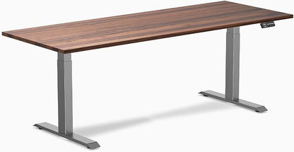 Desky Dual Hardwood Sit Stand Desk - 80x30 Electric Standing Desk - Dual Motor, 3 Stage Adjustable Height Desk - Solid Wood Standing Desk - Whole-Piece Top in Walnut Wood