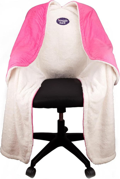 The Original Office Chair Blanket by SnuggleBack; Cozy Comfy Office Desk Chair Wrap Attaches for Hands-Free Warmth. Stay Warm In The Winter or Summer. (Raspberry Pattern Fleece)