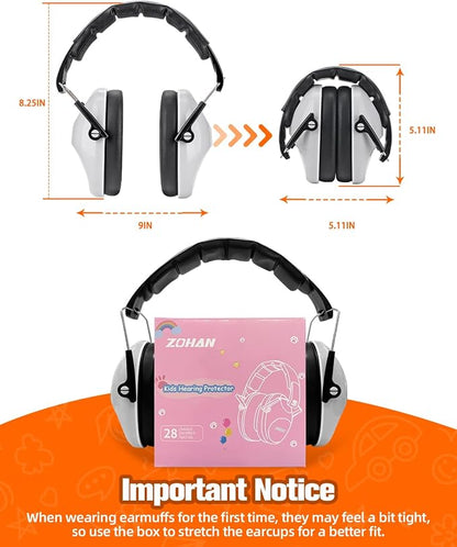 ZOHAN 032 Kids Noise Canceling Headphones - 25dB NRR Kids Ear Protection Earmuffs for School, Monster Jam, Fireworks, Travel, Air Show, Concert, Autism - Grey