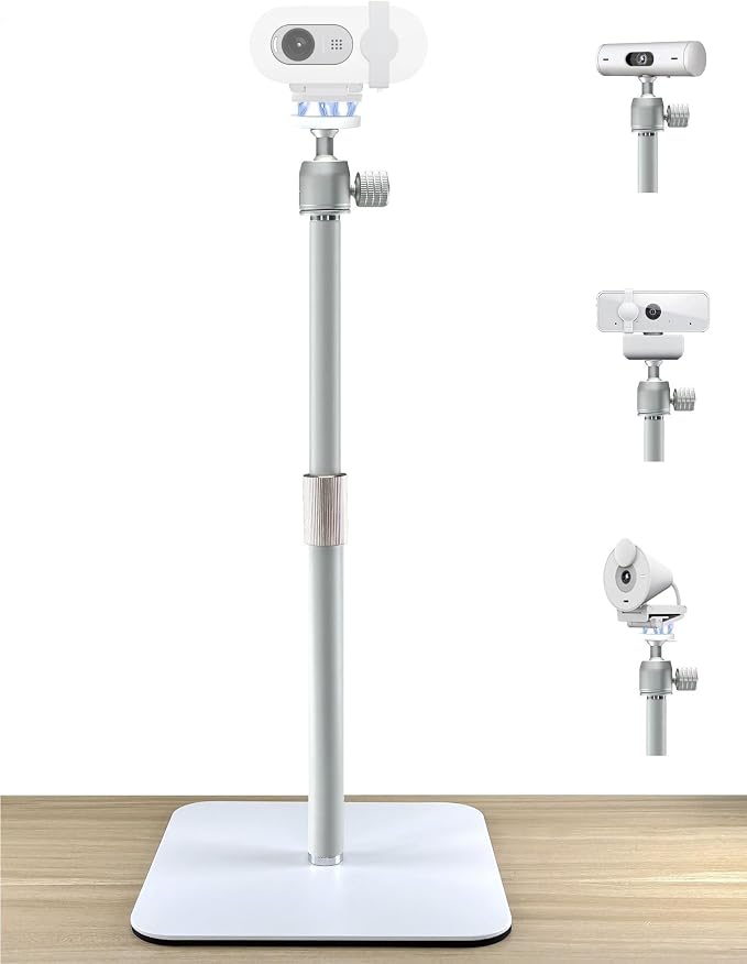 White Webcam Magnetic Stand Holder for Logitech Brio 100, Brio 300,Brio 500,C270,C310 webcams