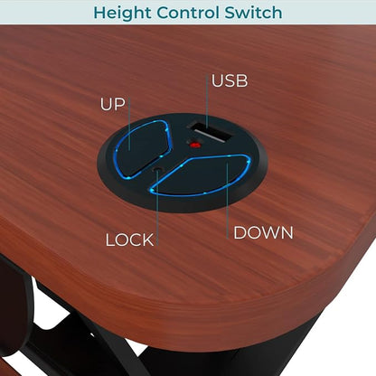 PowerPro 40 Inch Electric Standing Desk Converter – Push-Button Height Adjustable Sit to Stand Desk Riser for Triple Monitors & Laptop – Motorized Desktop Workstation with Wide Keyboard Tray