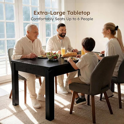 Dining Table, 70" Rectangular Kitchen Table for 4–6 People with Rounded Corners, Modern Dining Room Table for Family Gatherings, Easy Assembly, Black