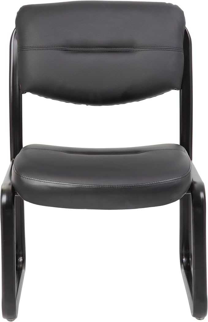 Boss Office Products B9539 Leather Sled Base Side Chair in Black, 250