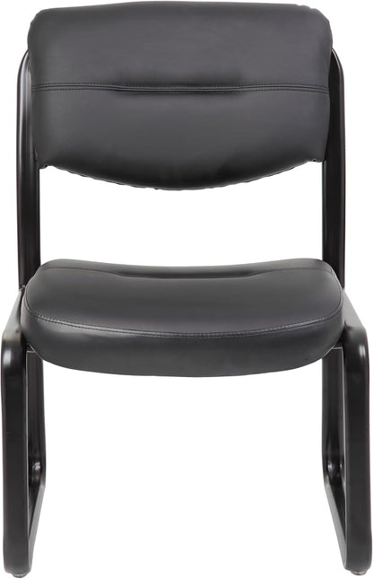 Boss Office Products B9539 Leather Sled Base Side Chair in Black, 250