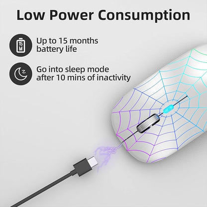 MMK for Wireless Mouse, Led Mouse Portable Mobile Optical Cordless Mouse with USB and Type C Receiver, 3 Adjustable DPI Wireless Computer Mouse for Mac Book, Laptop, Desktop, Windows, PC - Silver
