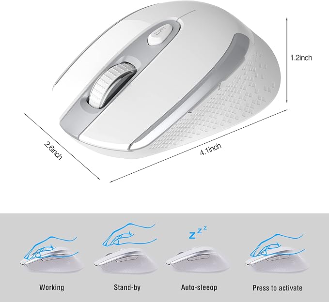 RaceGT Wireless Mouse - 2.4G Silent Cordless for Laptop, Desktop, MacBook, PC - 6 Buttons, 3 Adjustable DPI
