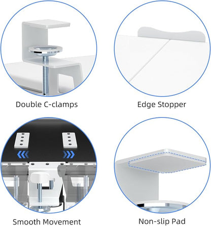 suptek Large Keyboard Tray Under Desk Pull Out with C Clamp Mount, Computer Keyboard & Mouse Tray, 34 (38 Including Clamps) x 11.8 inch Slide-Out Platform Computer Drawer for Typing, White, DSF1LW
