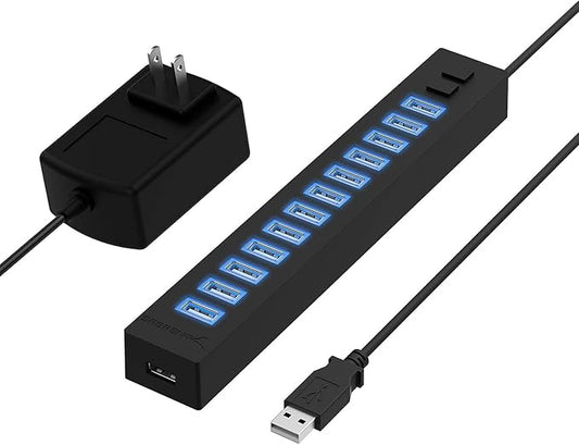 SABRENT 13 Port High Speed USB 2.0 Hub with Power Adapter and 2 Control Switches (HB-U14P)