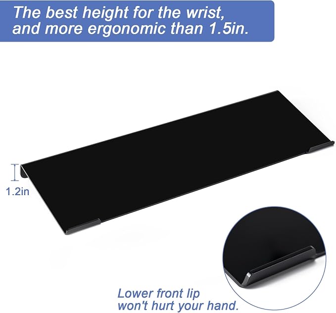 BOOMIBOO Black Acrylic Tilted Computer Keyboard Holder for Ergonomic Typing, Keyboard Stand with Silicone Anti-Slip Strip, 17 x 5.7 Inch Keyboard Tray for Office Desk, Home, School | Keyboard Stand with Silicone Anti-Slip Strip, 17 x 5.7 Inch Keyboard ...