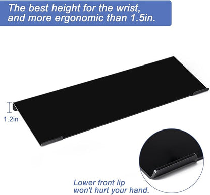 BOOMIBOO Black Acrylic Tilted Computer Keyboard Holder for Ergonomic Typing, Keyboard Stand with Silicone Anti-Slip Strip, 17 x 5.7 Inch Keyboard Tray for Office Desk, Home, School | Keyboard Stand with Silicone Anti-Slip Strip, 17 x 5.7 Inch Keyboard ...