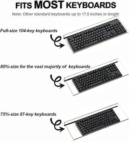 Keyboard Stand for Desk, 17 Inch Clear Ergonomic Keyboard Riser with Wrist Rest, Anti-Slip Silicone Strips, Sturdy Computer Keyboard Lift for Office Home Gaming Typing