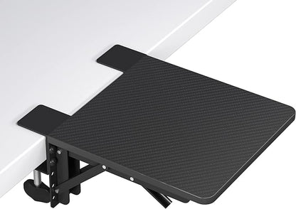 BONTEC Ergonomic Desk Extender Tray, 9.5"x9.1" Table Mount Arm Wrist Rest Shelf, 90°Foldable Elbow Support, Clamp on Computer Arm Rest for Desk, Office & Home Use,Durable Easy to Install,Black pattern