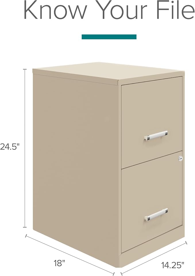 Lorell 14340 18 Deep 2-Drawer File Cabinet, Putty